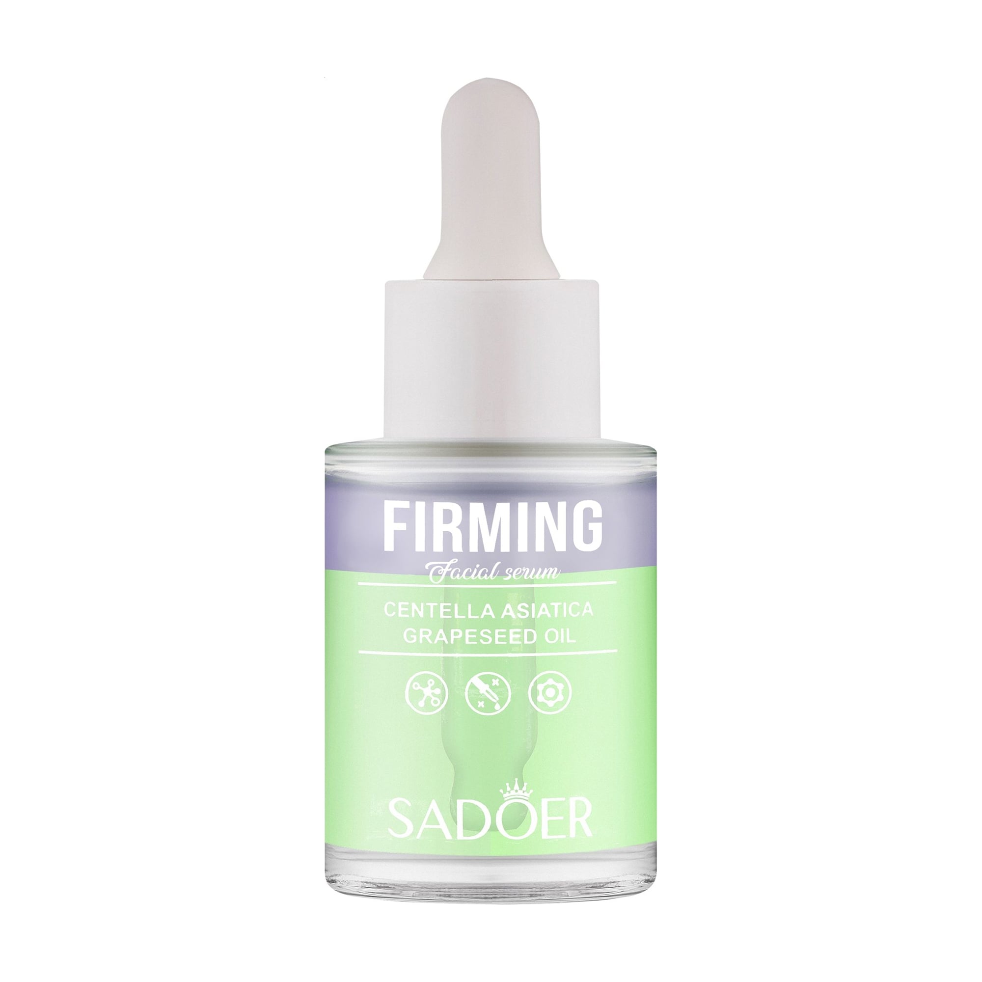 Двофазна підтягувальна сироватка для обличчя Sadoer Firming Facial Serum pH 5.5 з центелою та олією виноградних кісточок, 30 мл